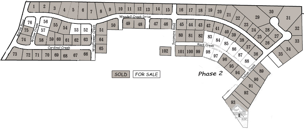 Lot Layout & Prices for Wendell Creek Estates in the St. Jacob, Illinois & Troy, IL TRIAD Community School District.